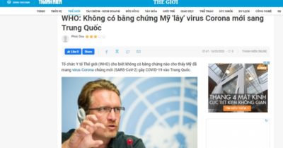 “Không có bằng chứng cho thấy Mỹ mang virus corona đến Trung Quốc”