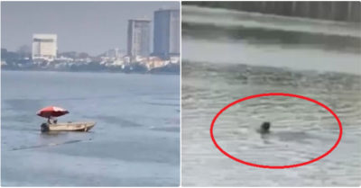 Gặp chốt 141, thanh niên không đội mũ bảo hiểm nhảy xuống hồ Tây để trốn