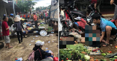 Xe tải lao thẳng vào chợ đông người