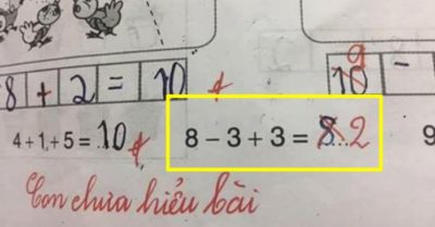 Học sinh giải ‘8 – 3 + 3 = 8’, giáo viên đưa ra đáp án là 2