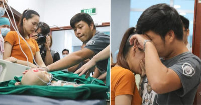 Bố mẹ 2 bé gái song sinh dính liền ôm nhau khóc khi con vào phòng mổ