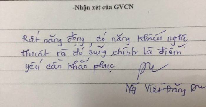 Lời phê 'đi vào lòng người' của thầy giáo