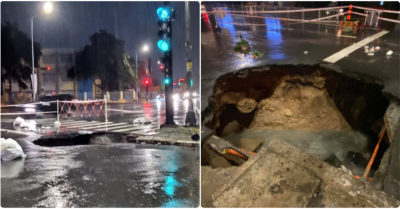 ‘Hố tử thần’ xuất hiện ngay ngã tư sau cơn mưa lớn ở TP.HCM