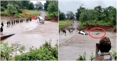 Video xe khách chở hơn 30 binh sĩ bị nước cuốn xuống sông rồi chìm dần