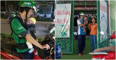 Sau 3 tháng chạy xe ôm cùng cha dưới nắng hè Sài Gòn, bé trai đã được đi học
