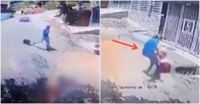 Video nam thanh niên vứt xe máy, lao nhanh đến cứu em bé đang trôi xuống dốc