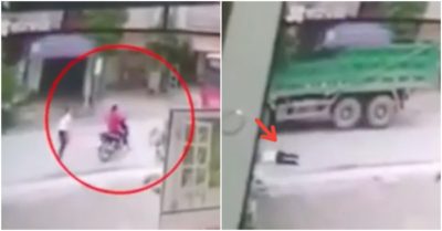 Clip mẹ ngất lịm giữa đường khi chứng kiến con bị xe tải tông trực diện