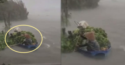 Clip gây xôn xao cộng đồng mạng: Người phụ nữ gồng mình chống mưa gió trên chiếc ghe đầy ắp chuối