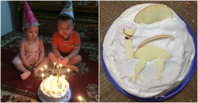 ‘Chán không thèm nhìn’, biểu cảm hai bé trước chiếc bánh sinh nhật dì tự làm tặng
