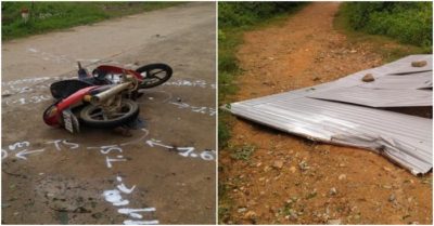 Bão số 9: Gió mạnh hất tấm tôn bay trúng một người đi xe máy