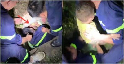 Trích camera thấy bé trai 1 tuổi trượt chân xuống cống thoát nước