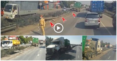 Video hiện trường vụ xe container cày nát dải phân cách trên Quốc lộ 5