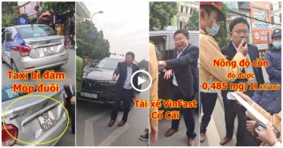 Video tài xế lái VinFast tông méo đuôi xe taxi còn định bỏ chạy