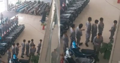 Clip: Công nhân xếp hàng ‘cả cây số’ nhận thưởng Tết toàn xe máy xịn