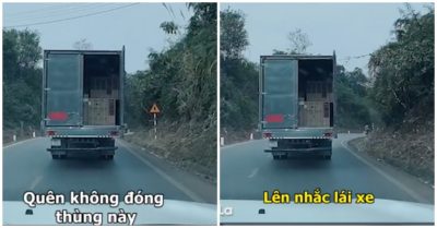 Video: Người lạ đuổi theo ôtô tải nhắc tài xế quên chốt cửa thùng xe