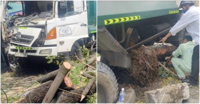 Xe rác mất thắng, tài xế gào thét để người đi đường bỏ chạy