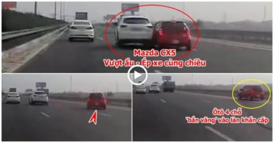 Vượt ẩu trên cao tốc, tài xế Mazda CX5 ép lái xe ôtô con văng vào làn khẩn cấp