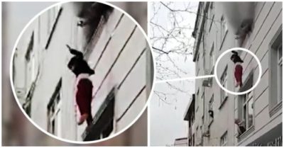 Video người dân hứng chăn cứu 4 đứa trẻ khi mẹ thả từ căn hộ đang cháy