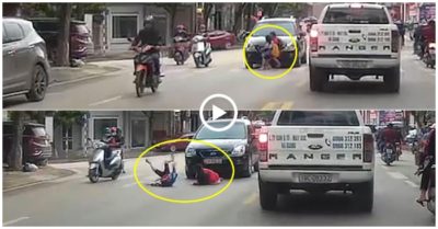 Video 2 bé gái tiểu học dắt tay nhau chạy qua đường bị ôtô tông văng