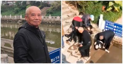 Video nhảy xuống sông tìm con gái mất tích, gia đình 4 người được cụ ông 73 tuổi cứu sống