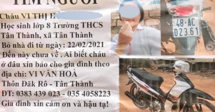 Hơn nửa tháng nay, cháu H.M. mất liên lạc với gia đình.