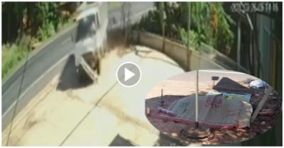 Video hai vợ chồng đi xe máy bị xe tải mất lái cán thiệt mạng tại chỗ