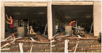 Tiền vệ Tuấn Anh làm ‘thợ xây’ để sửa chữa cho phòng tập gym của đội bóng