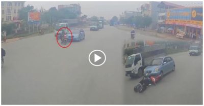 Video chạy cắt đầu xe tải, đôi nam nữ bị ôtô 4 chỗ tông trực diện