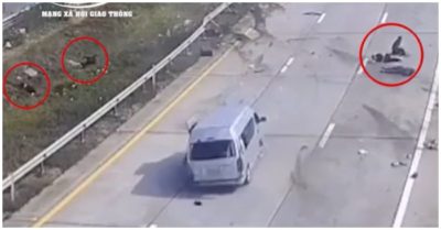 Video khoảnh khắc ôtô tông vào dải phân cách trên cao tốc, 7 người văng ra ngoài đường