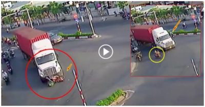 Video khoảnh khắc xe container vào cua, tông 2 người phụ nữ rồi kéo lê hàng chục mét