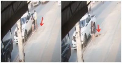 Video vừa ra khỏi ôtô, người đàn ông bất ngờ rơi xuống cống thoát nước