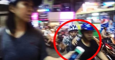 Bị cô gái trẻ đuổi theo, tên cướp tông vào cây xanh, gãy chân