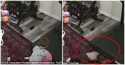 Khoảnh khắc kinh hoàng em bé 2 tuổi bị cuốn vào máy chạy bộ