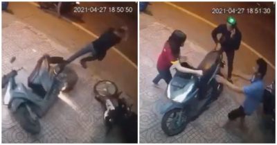 Video khoảnh khắc ‘hiệp sĩ’ lao xe thẳng vào tên trộm, giữ lại được xe máy cho chủ nhân
