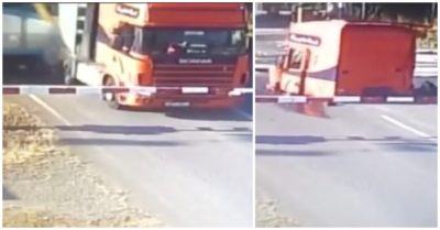 Video cố tình băng qua đường ray, xe tải bị tàu hỏa tông ‘rụng đầu’, 20 thương vong