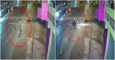 Video: Thanh niên lăn khối bê tông ra đường gây hoạ cho người đi xe máy