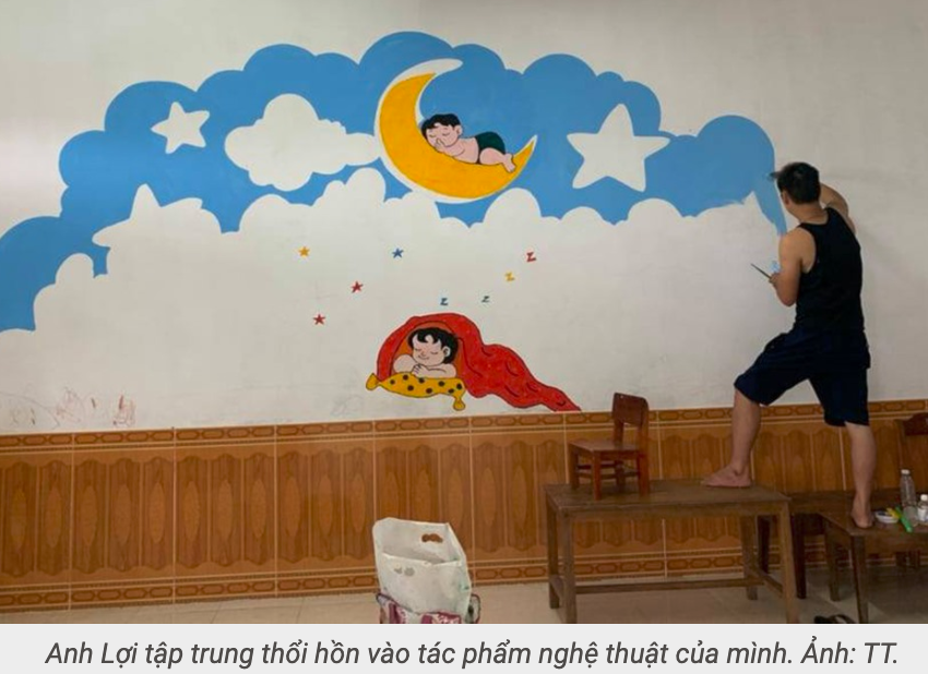 Cách ly tại trường mầm non thầy giáo Mỹ Thuật "biến" tường thành bích hoạ