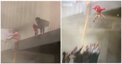 Video khoảnh khắc mẹ tuyệt vọng ném con 2 tuổi xuống khi nhà cao tầng đang cháy