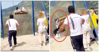 Video: Đang chơi xích đu 2 cô gái rơi khỏi vách núi cao gần 2.000m