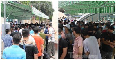 Video: Hàng trăm người xếp hàng chật cứng chờ xét nghiệm Covid-19 ở Hà Nội