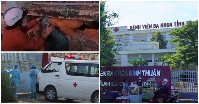 500 người trốn khỏi Bệnh viện Đa khoa tỉnh Bình Thuận vào chiều tối 1/7/2021 (ảnh từ Youtube).