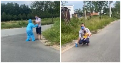 Bố mẹ là F0 phải đi cách ly, bé 3 tháng tuổi đành gửi lại cho chú hàng xóm