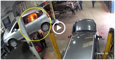 Video: Bất cẩn khi hàn xì, thợ sửa chữa làm cháy xe ôtô mà không biết