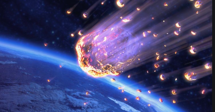 Ảnh minh họa về một vụ thiên thạch rơi xuống trái đất (ảnh chụp màn hình từ NASA).