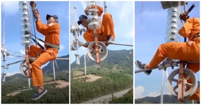 Video: Khoảnh khắc thợ điện Việt Nam làm việc ở độ cao hơn 100m