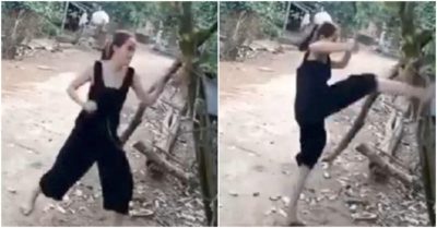 Clip: Người đẹp “hạ gục” cây chuối trong một phút