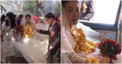 Clip: Cô dâu suýt “vẹo cổ” khi đeo 60 chiếc vòng vàng trong ngày cưới
