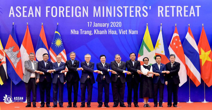 Các bộ trưởng ngoại giao ASEAN tham gia hội nghị tại Nha Trang ngày 17/1/2020 (ảnh: ASEAN).