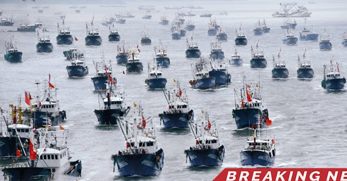 Các tàu cá Trung Quốc đánh bắt quá mức ở Biển Đông (ảnh chụp màn hình Youtube).