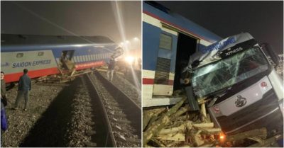 Tài xế buồn ngủ, điều khiển xe tải va chạm tàu khách Bắc Nam chở 30 người